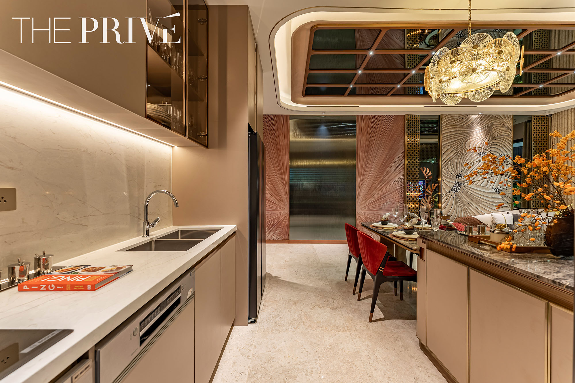 Bếp căn hộ thông minh, bố trí bếp căn hộ, The Privé Quận 2, nội thất Quận 2, căn hộ mẫu The Privé.
