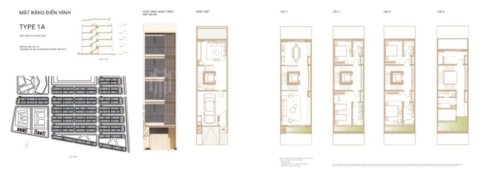 mặt bằng điển hình nhà phố the global city quận 2