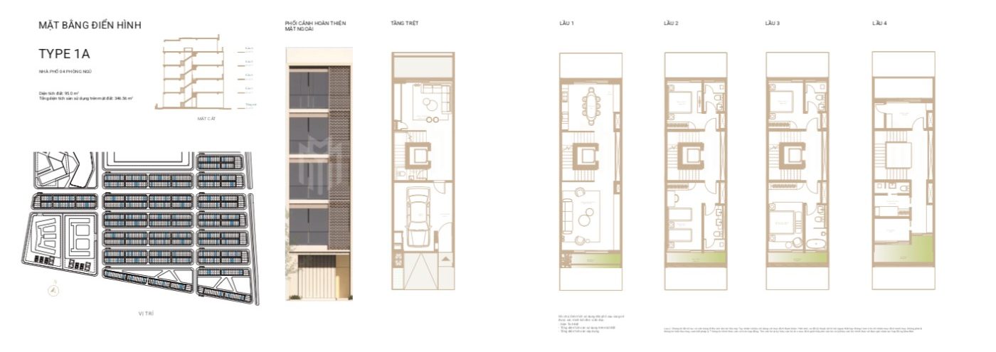 mặt bằng điển hình nhà phố the global city quận 2